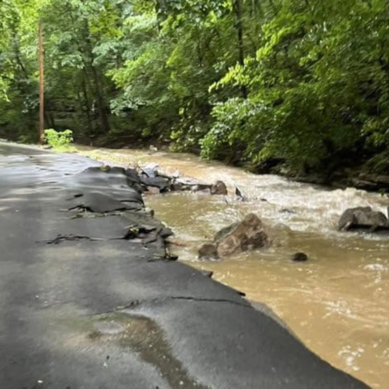 Photo: Tammy Cox Miller via
Mercer County Emergency Management Facebook page
Oregon Road is closed from Gill Lane to the boat docks, with numerous culverts washed out there as well as on Robb Lane and Mundy's Landing, county officials say.