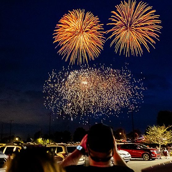 The Harrodsburg Herald/Robert Moore
Jeremy and Kristen Carter watch the fireworks show at Anderson-Dean Community Park on Wednesday, July 3.