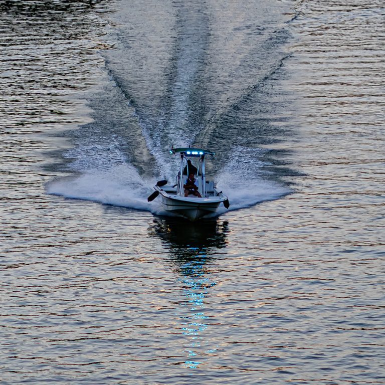 The Harrodsburg Herald/Robert Moore A Mercer County rescue boat responds to a boat collision on Herrington Lake on Saturday, July 4.